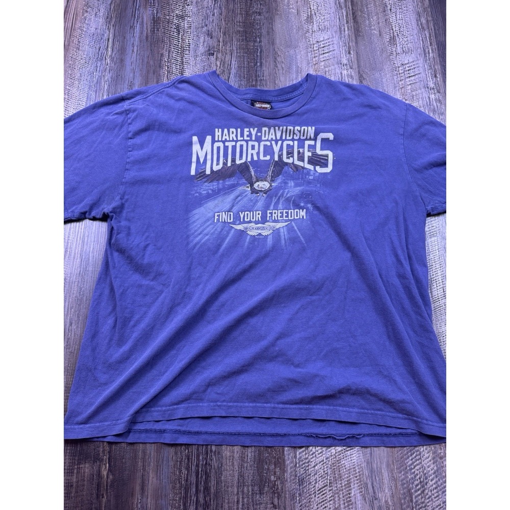 Harley Davidson Shirt Mens 2XL Blue Valley Shop Belmont OH 2019 Tee USA